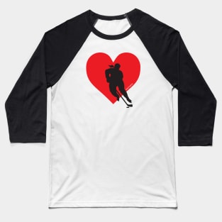 Women's Love Heart Hockey Baseball T-Shirt